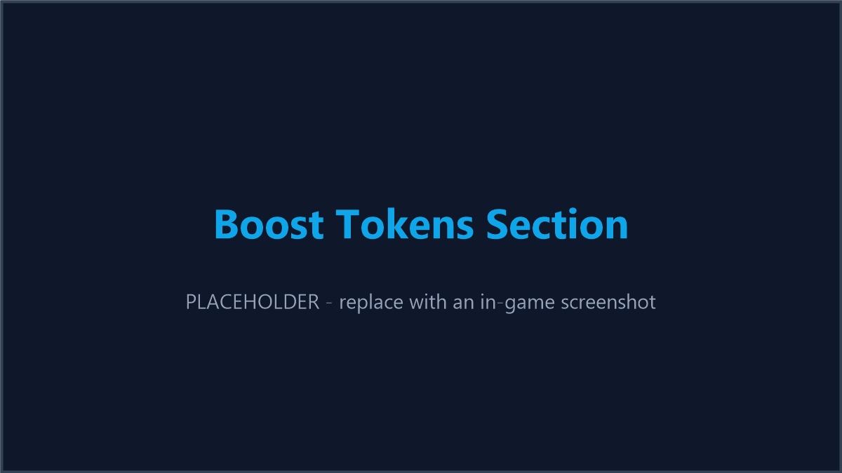 The Boost Page's Boost Tokens section, showing physical token items ready to activate.